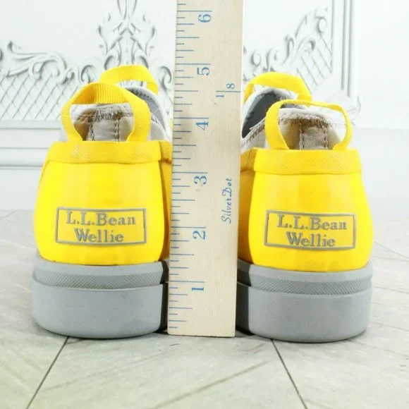 LL Bean Wellies Yellow Rubber Slip On Rugged Waterproof Rain Boots Size 8 M - Picture 6 of 9